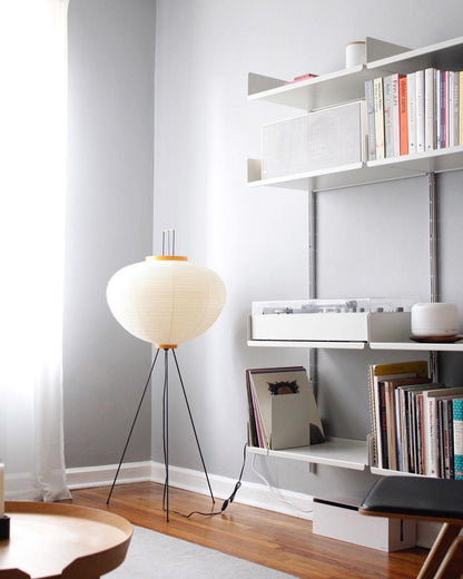 Japanese-Inspired Paper Floor Lamp White Mulberry Shade Tall Standing Light for Living Room Bedroom Reading Nook Sculptural Accent
