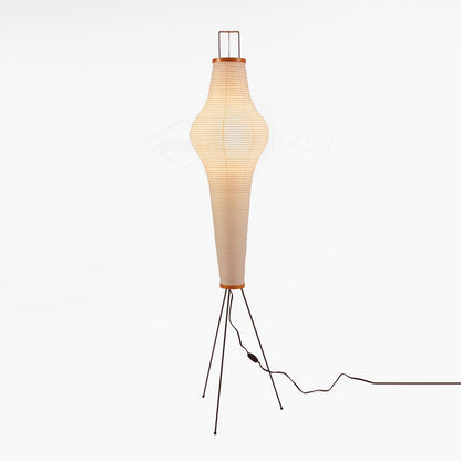 Japanese-Inspired Paper Floor Lamp White Mulberry Shade Tall Standing Light for Living Room Bedroom Reading Nook Sculptural Accent