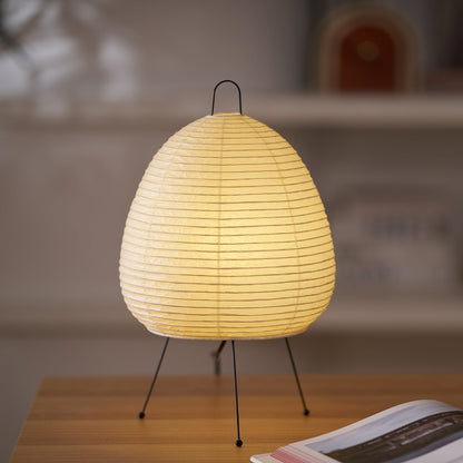 Handcrafted Paper Shade Accent Lamp 10 in Wide Warm Glow LED Bedside Nightlight for Bedroom Office Desktop Reading Nook Minimalist Japanese