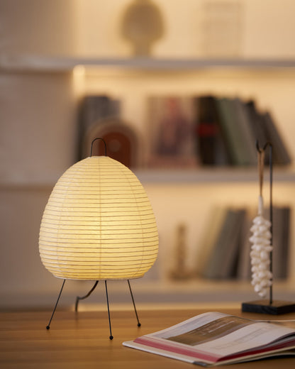Handcrafted Paper Shade Desk Lamp 17 Inch White Soft Glow Accent Light E26 E27 Base for Bedroom Office Living Room Nightstand Reading Corner