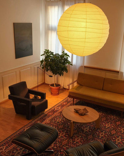 Paper Globe Hanging Light Fixture White Shade Adjustable Wire for Dining Room Living Room Bedroom Overhead Lighting Mid-Century Asian Inspir