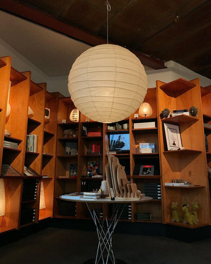 Paper Globe Hanging Light Fixture White Shade Adjustable Wire for Dining Room Living Room Bedroom Overhead Lighting Mid-Century Asian Inspir