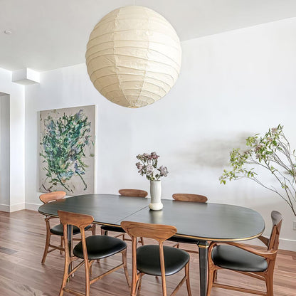 Paper Globe Hanging Light Fixture White Shade Adjustable Wire for Dining Room Living Room Bedroom Overhead Lighting Mid-Century Asian Inspir