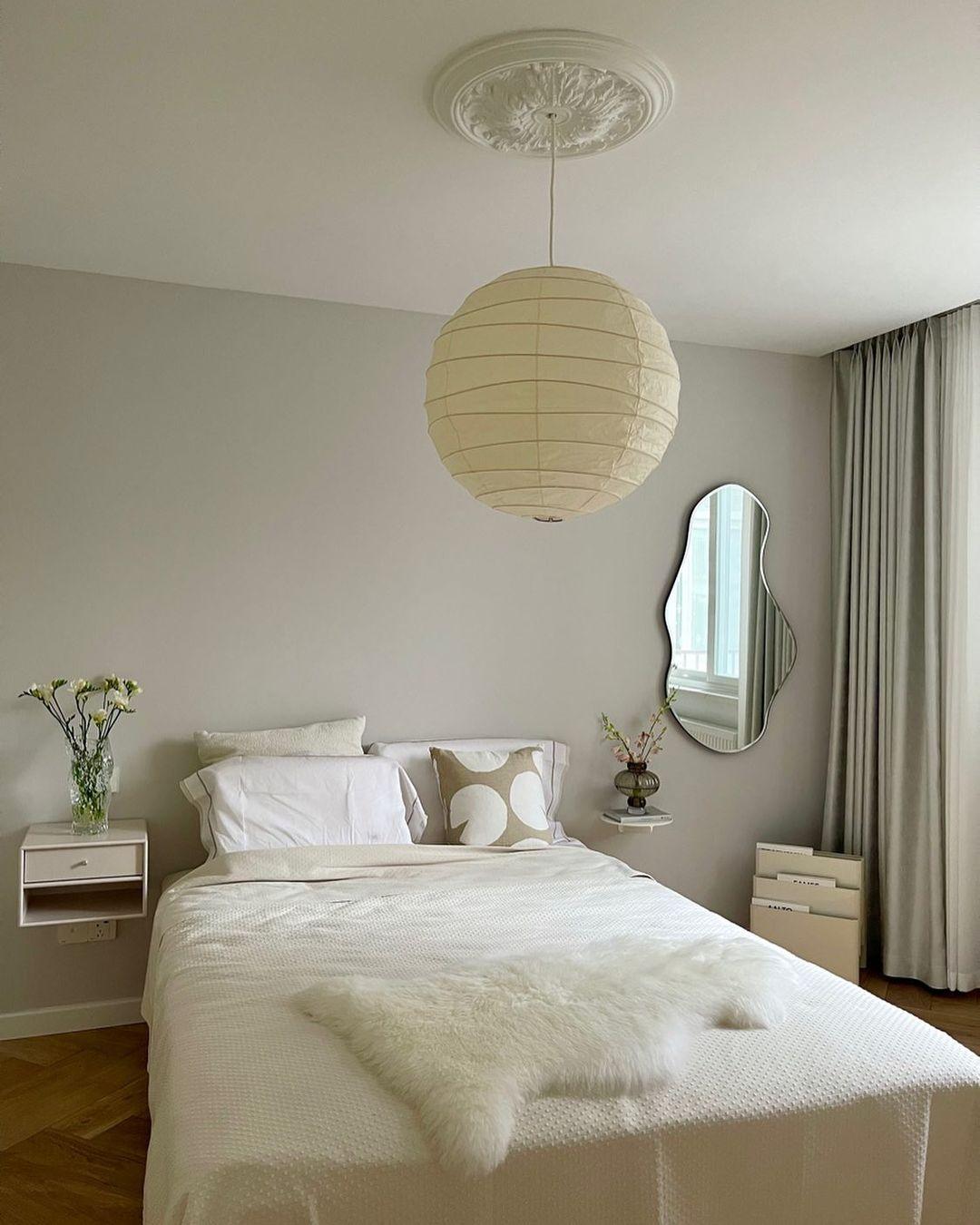 Paper Globe Hanging Light Fixture White Shade Adjustable Wire for Dining Room Living Room Bedroom Overhead Lighting Mid-Century Asian Inspir