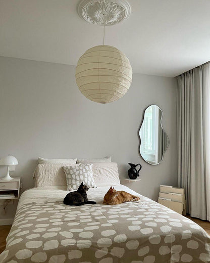 Paper Globe Hanging Light Fixture White Shade Adjustable Wire for Dining Room Living Room Bedroom Overhead Lighting Mid-Century Asian Inspir