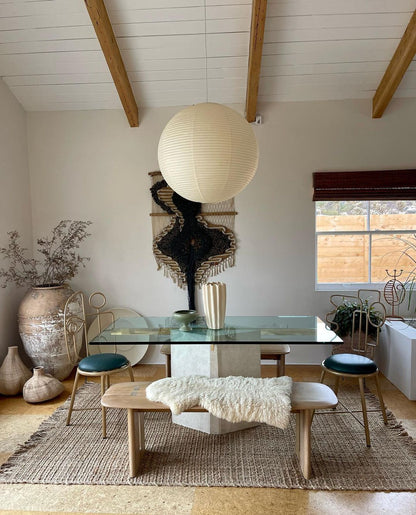 Spherical Hanging Lamp with Cotton Paper Shade & Adjustable Cord for Dining Room, Kitchen, Living Space | Modern Overhead Fixture