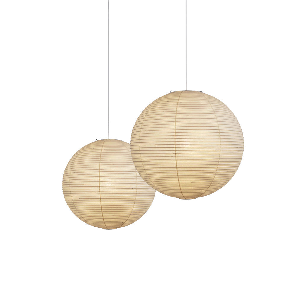 Spherical Hanging Lamp with Cotton Paper Shade & Adjustable Cord for Dining Room, Kitchen, Living Space | Modern Overhead Fixture