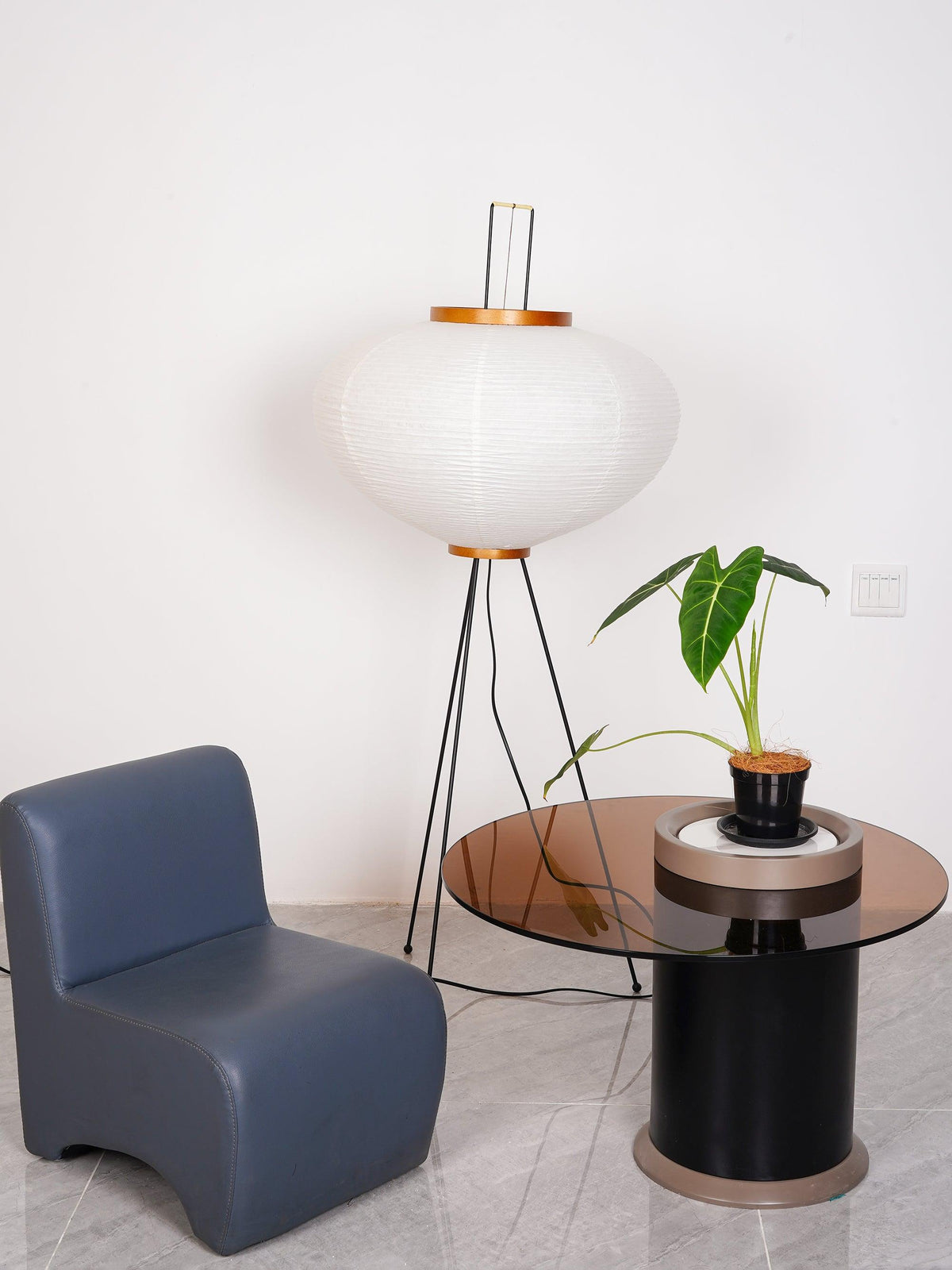 Japanese-Inspired Paper Floor Lamp White Mulberry Shade Tall Standing Light for Living Room Bedroom Reading Nook Sculptural Accent