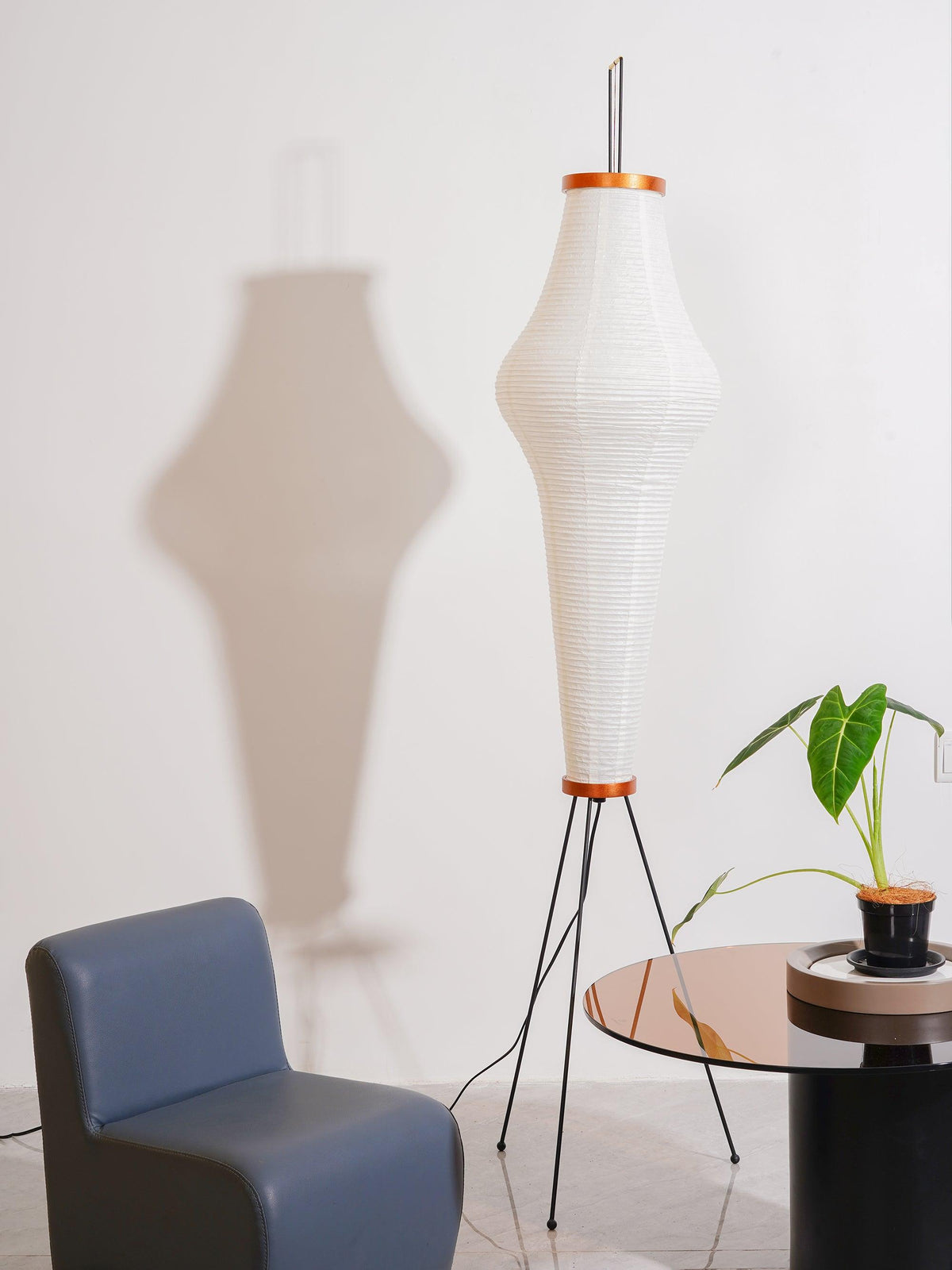 Japanese-Inspired Paper Floor Lamp White Mulberry Shade Tall Standing Light for Living Room Bedroom Reading Nook Sculptural Accent