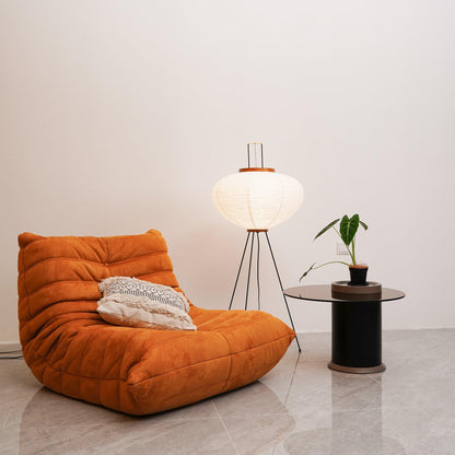 Japanese-Inspired Paper Floor Lamp White Mulberry Shade Tall Standing Light for Living Room Bedroom Reading Nook Sculptural Accent