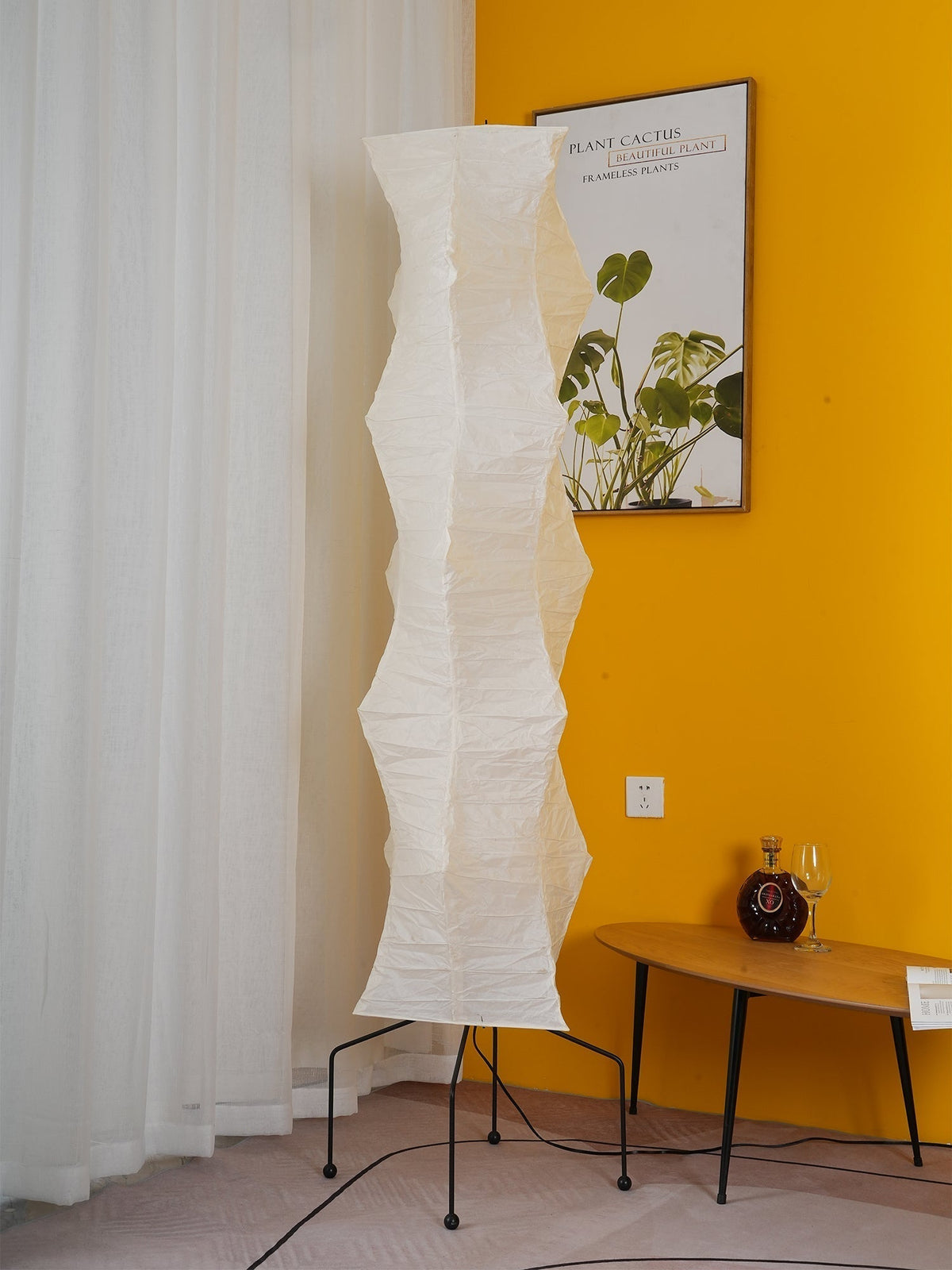 Japanese-Inspired Paper Floor Lamp White Mulberry Shade Tall Standing Light for Living Room Bedroom Reading Nook Sculptural Accent