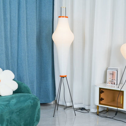 Japanese-Inspired Paper Floor Lamp White Mulberry Shade Tall Standing Light for Living Room Bedroom Reading Nook Sculptural Accent