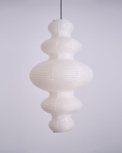 Hanging Lantern Fixture 19-Inch Natural Fiber Shade White Orb Ceiling Light Adjustable 59-Inch Cord for Dining Room Kitchen Island Asian-Ins