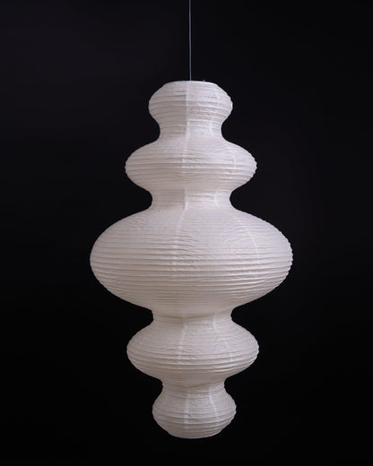 Hanging Lantern Fixture 19-Inch Natural Fiber Shade White Orb Ceiling Light Adjustable 59-Inch Cord for Dining Room Kitchen Island Asian-Ins