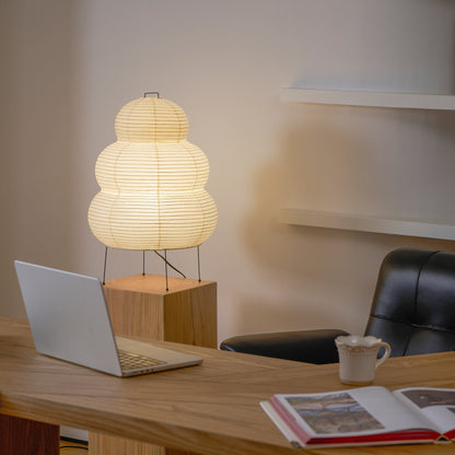 Handcrafted Paper Shade Desk Lamp 17 Inch White Soft Glow Accent Light E26 E27 Base for Bedroom Office Living Room Nightstand Reading Corner