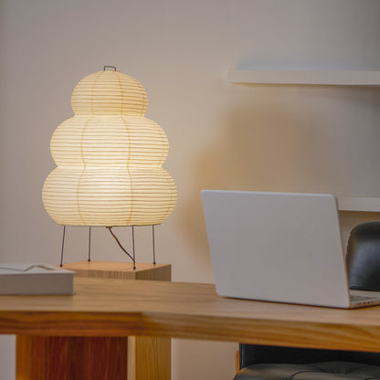 Handcrafted Paper Shade Desk Lamp 17 Inch White Soft Glow Accent Light E26 E27 Base for Bedroom Office Living Room Nightstand Reading Corner