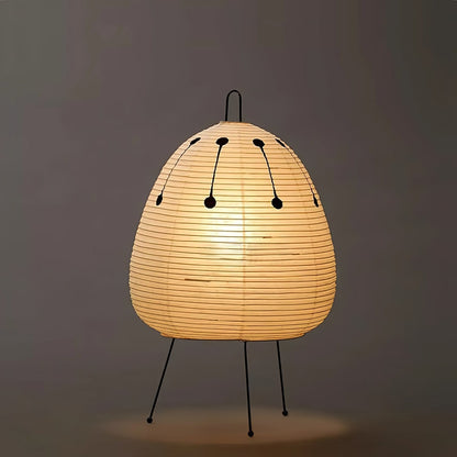 Handcrafted Paper Shade Accent Lamp 10 in Wide Warm Glow LED Bedside Nightlight for Bedroom Office Desktop Reading Nook Minimalist Japanese