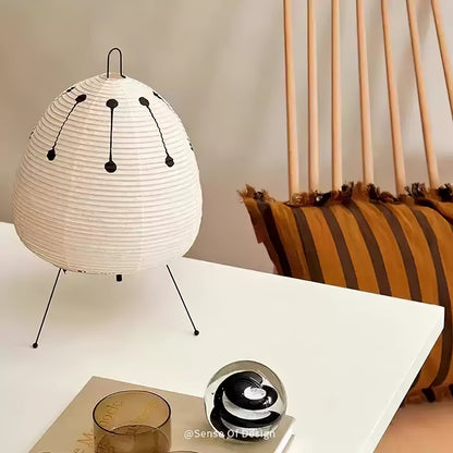 Handcrafted Paper Shade Accent Lamp 10 in Wide Warm Glow LED Bedside Nightlight for Bedroom Office Desktop Reading Nook Minimalist Japanese