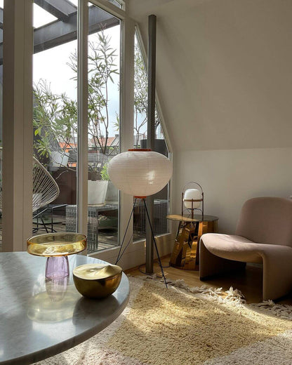 Japanese-Inspired Paper Floor Lamp White Mulberry Shade Tall Standing Light for Living Room Bedroom Reading Nook Sculptural Accent