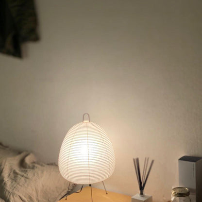 Handcrafted Paper Shade Accent Lamp 10 in Wide Warm Glow LED Bedside Nightlight for Bedroom Office Desktop Reading Nook Minimalist Japanese