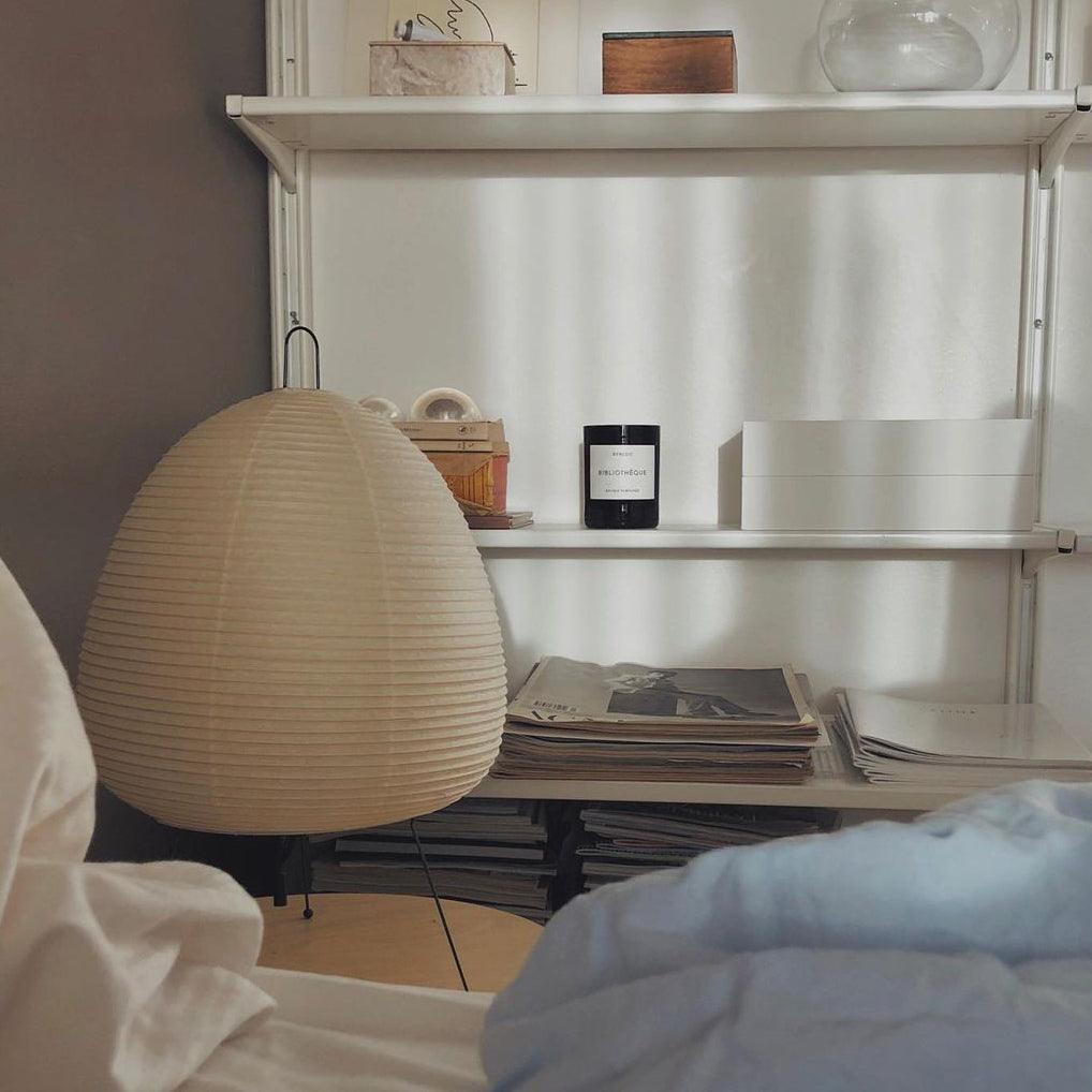 Handcrafted Paper Shade Accent Lamp 10 in Wide Warm Glow LED Bedside Nightlight for Bedroom Office Desktop Reading Nook Minimalist Japanese