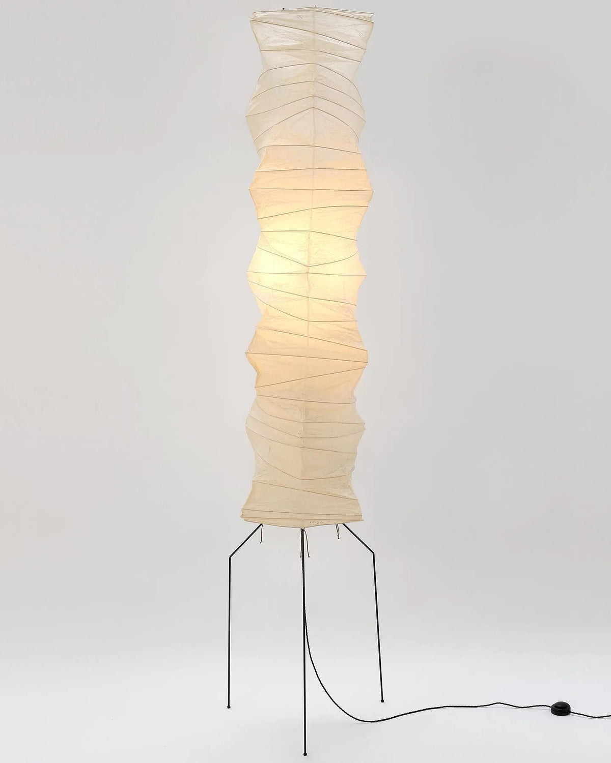 Japanese-Inspired Paper Floor Lamp White Mulberry Shade Tall Standing Light for Living Room Bedroom Reading Nook Sculptural Accent
