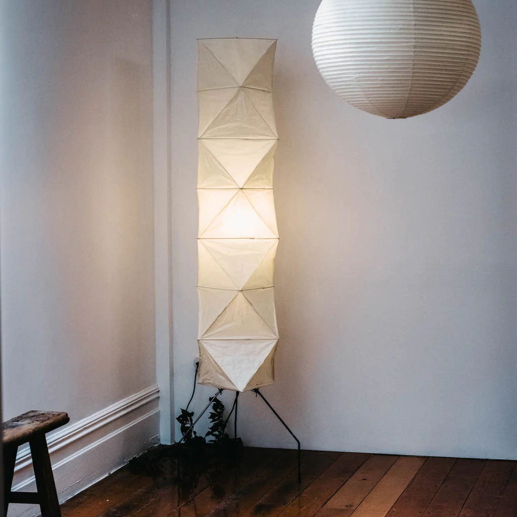 Japanese-Inspired Paper Floor Lamp White Mulberry Shade Tall Standing Light for Living Room Bedroom Reading Nook Sculptural Accent