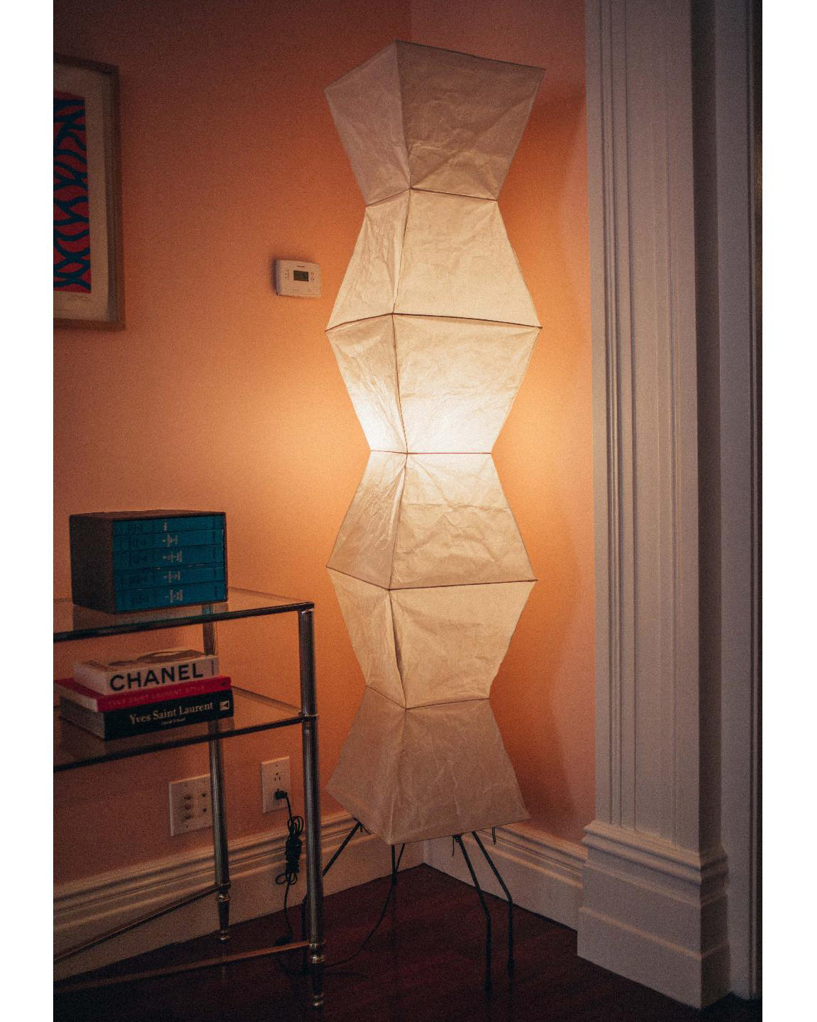 Japanese-Inspired Paper Floor Lamp White Mulberry Shade Tall Standing Light for Living Room Bedroom Reading Nook Sculptural Accent