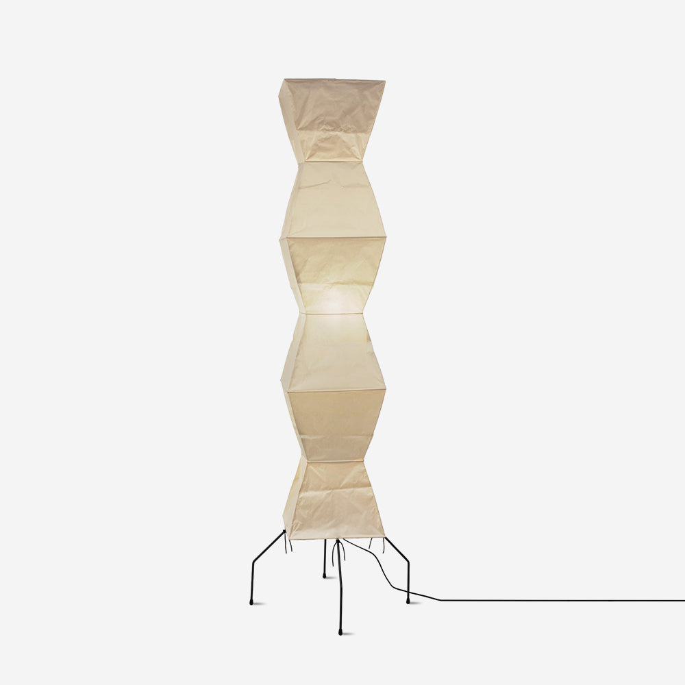 Japanese-Inspired Paper Floor Lamp White Mulberry Shade Tall Standing Light for Living Room Bedroom Reading Nook Sculptural Accent