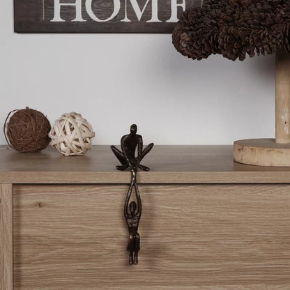Statuette abstraite en polystone noir, pièce décorative de table de 20 cm pour décoration d'intérieur contemporaine, étagère, chambre, bureau, sculpture artistique
