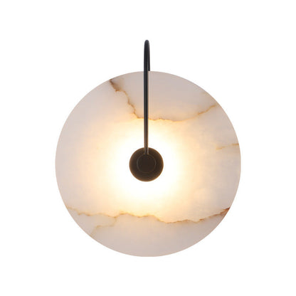 Natural Stone Sconce with Integrated LED 6-12 inch Diameter Warm White Light for Bedroom Hallway Living Room Available in Gold or Black Meta