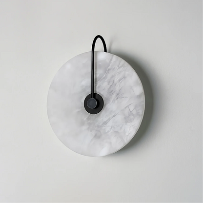 Natural Stone Sconce with Integrated LED 6-12 inch Diameter Warm White Light for Bedroom Hallway Living Room Available in Gold or Black Meta