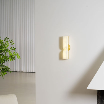 Alabaster LED Wall Light Fixture 14 inches Hardwired Gold Black Finish Adjustable Color Temperature for Bedroom Hallway Living Room Modern A