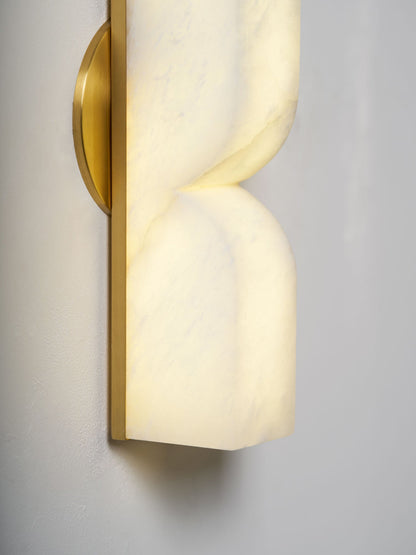 Alabaster LED Wall Light Fixture 14 inches Hardwired Gold Black Finish Adjustable Color Temperature for Bedroom Hallway Living Room Modern A