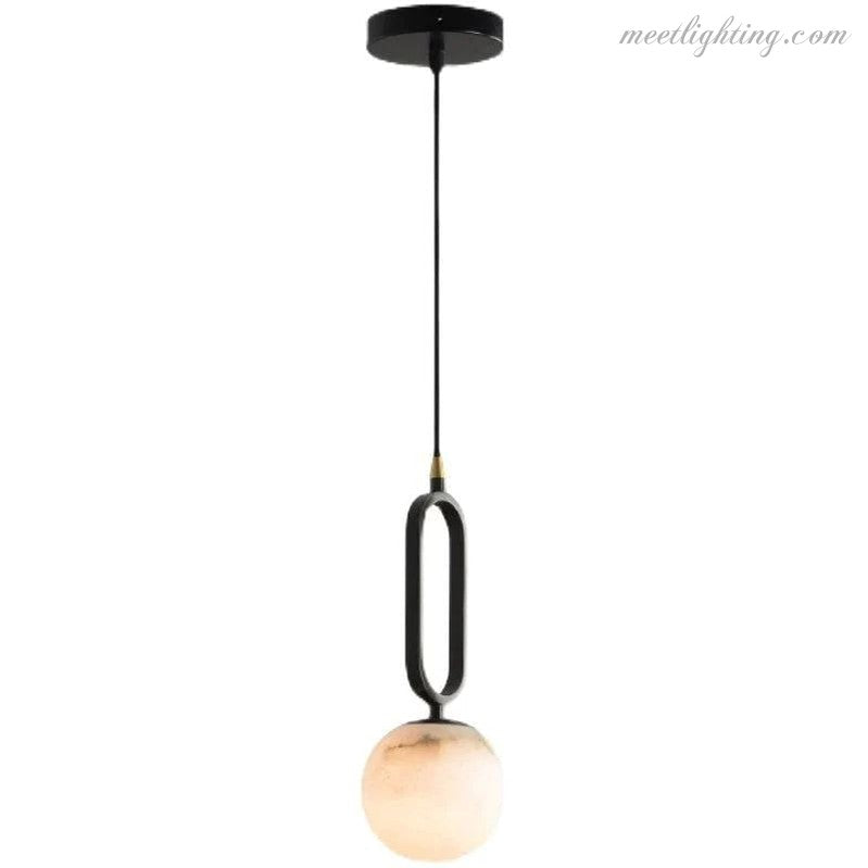 Oval Alabaster Pendant Light with Teardrop Shape for Dining Room & Living Room – Hardwired Ceiling Fixture – G9 Bulb Included