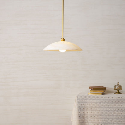 Globe Ceiling Light Fixture White Stone 16-Inch Dome Adjustable Cable Kitchen Island Dining Living Room Suspended Lamp E26 Socket