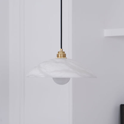 Globe Ceiling Light Fixture White Stone 16-Inch Dome Adjustable Cable Kitchen Island Dining Living Room Suspended Lamp E26 Socket