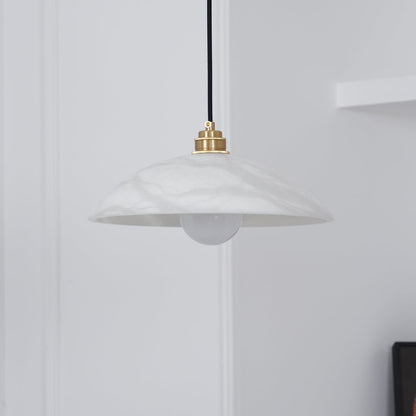 Globe Ceiling Light Fixture White Stone 16-Inch Dome Adjustable Cable Kitchen Island Dining Living Room Suspended Lamp E26 Socket