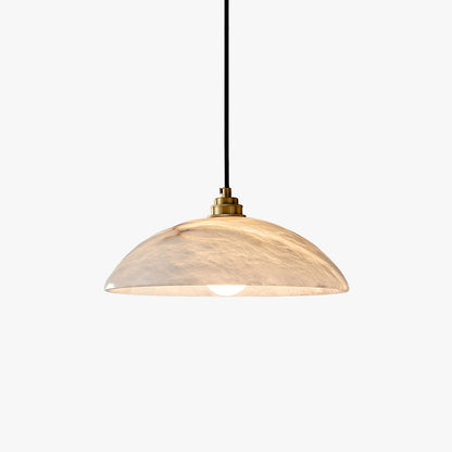 Globe Ceiling Light Fixture White Stone 16-Inch Dome Adjustable Cable Kitchen Island Dining Living Room Suspended Lamp E26 Socket