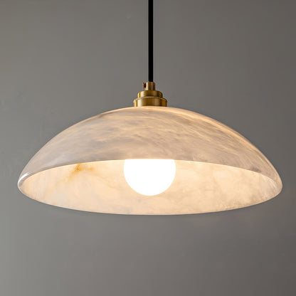 Globe Ceiling Light Fixture White Stone 16-Inch Dome Adjustable Cable Kitchen Island Dining Living Room Suspended Lamp E26 Socket
