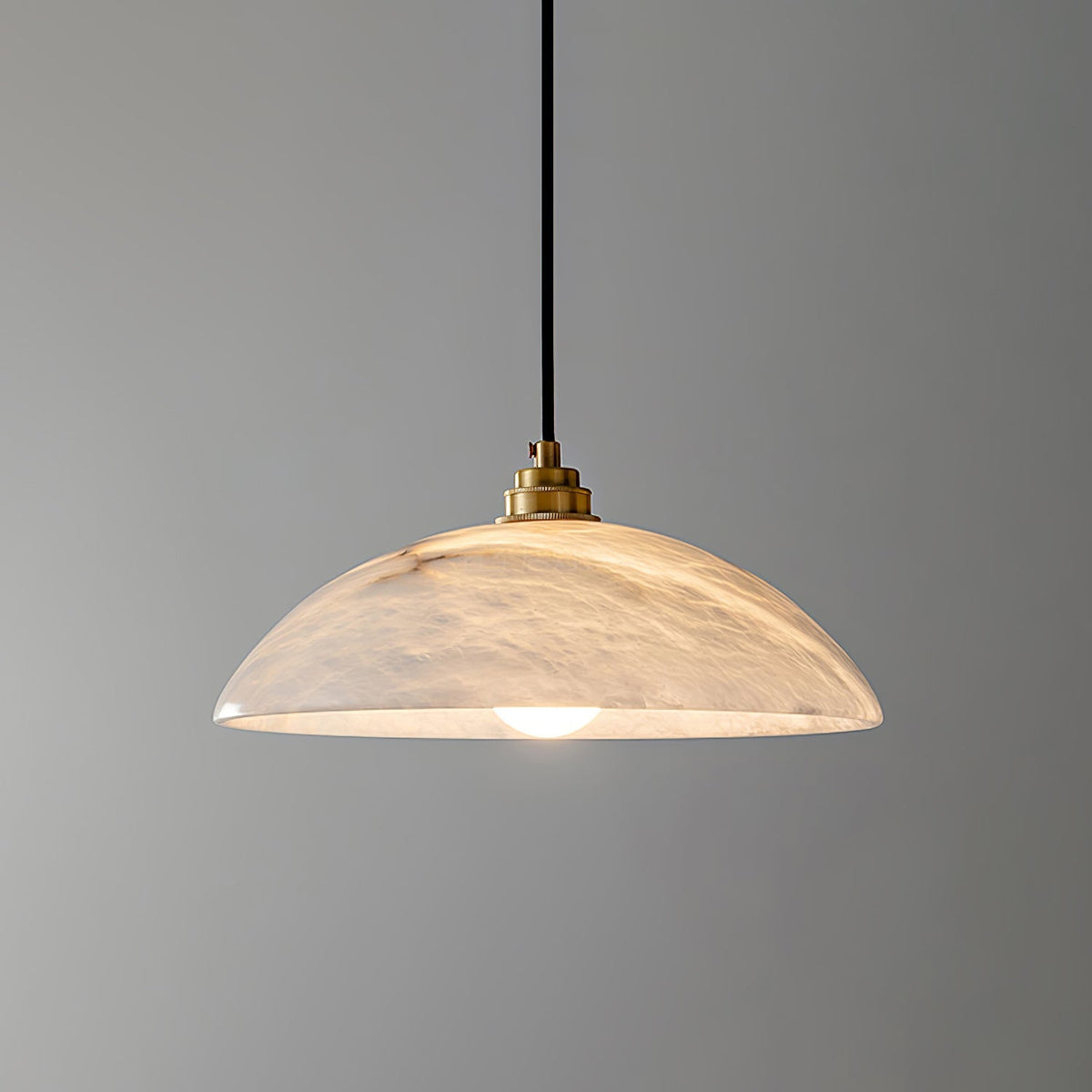 Globe Ceiling Light Fixture White Stone 16-Inch Dome Adjustable Cable Kitchen Island Dining Living Room Suspended Lamp E26 Socket