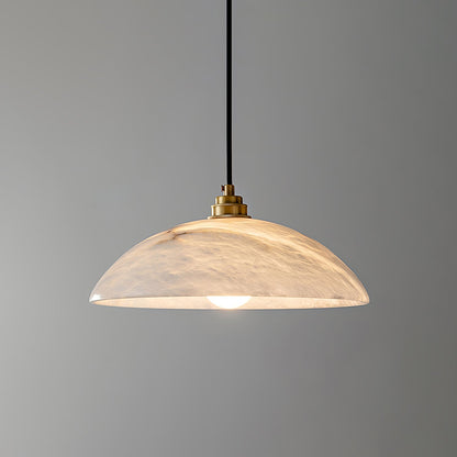 Globe Ceiling Light Fixture White Stone 16-Inch Dome Adjustable Cable Kitchen Island Dining Living Room Suspended Lamp E26 Socket