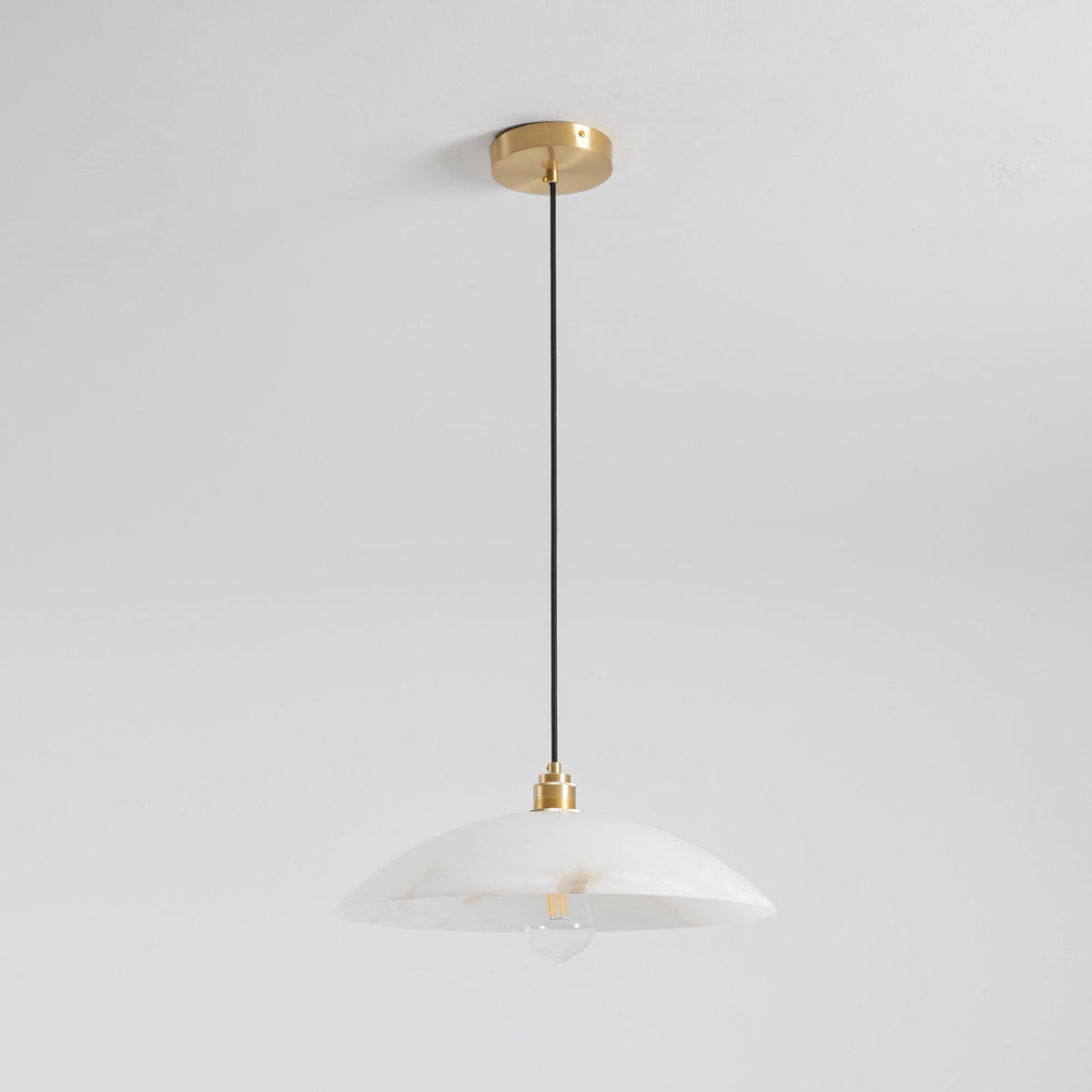 Globe Ceiling Light Fixture White Stone 16-Inch Dome Adjustable Cable Kitchen Island Dining Living Room Suspended Lamp E26 Socket