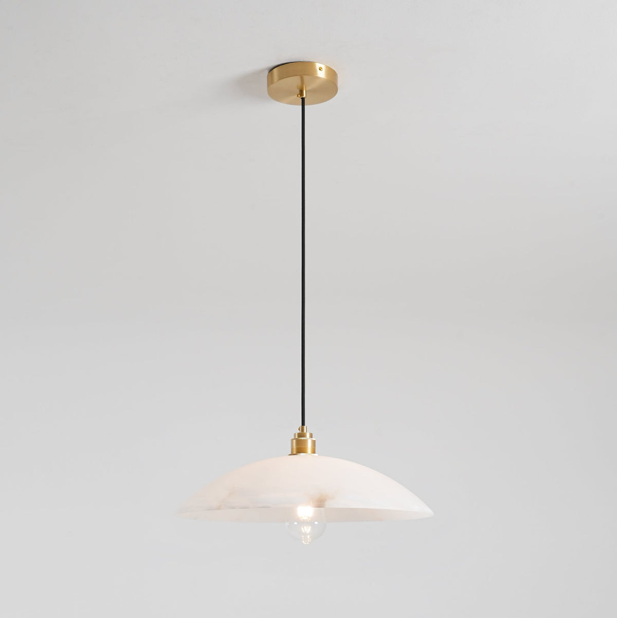 Globe Ceiling Light Fixture White Stone 16-Inch Dome Adjustable Cable Kitchen Island Dining Living Room Suspended Lamp E26 Socket