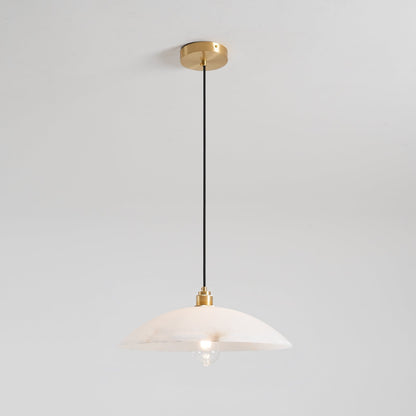 Globe Ceiling Light Fixture White Stone 16-Inch Dome Adjustable Cable Kitchen Island Dining Living Room Suspended Lamp E26 Socket