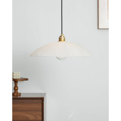 Globe Ceiling Light Fixture White Stone 16-Inch Dome Adjustable Cable Kitchen Island Dining Living Room Suspended Lamp E26 Socket