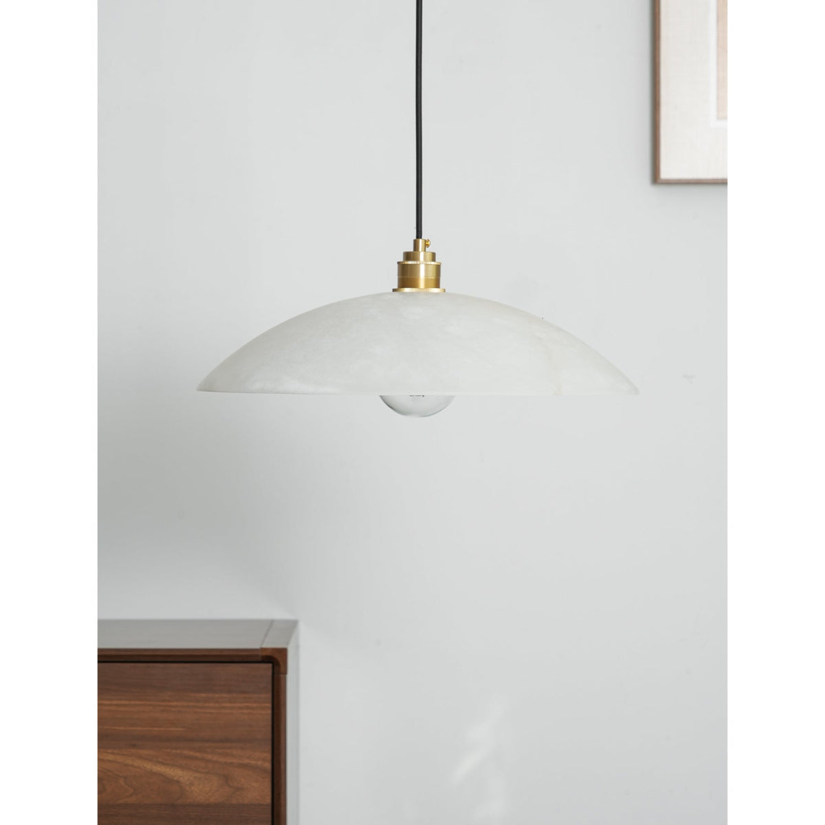 Globe Ceiling Light Fixture White Stone 16-Inch Dome Adjustable Cable Kitchen Island Dining Living Room Suspended Lamp E26 Socket