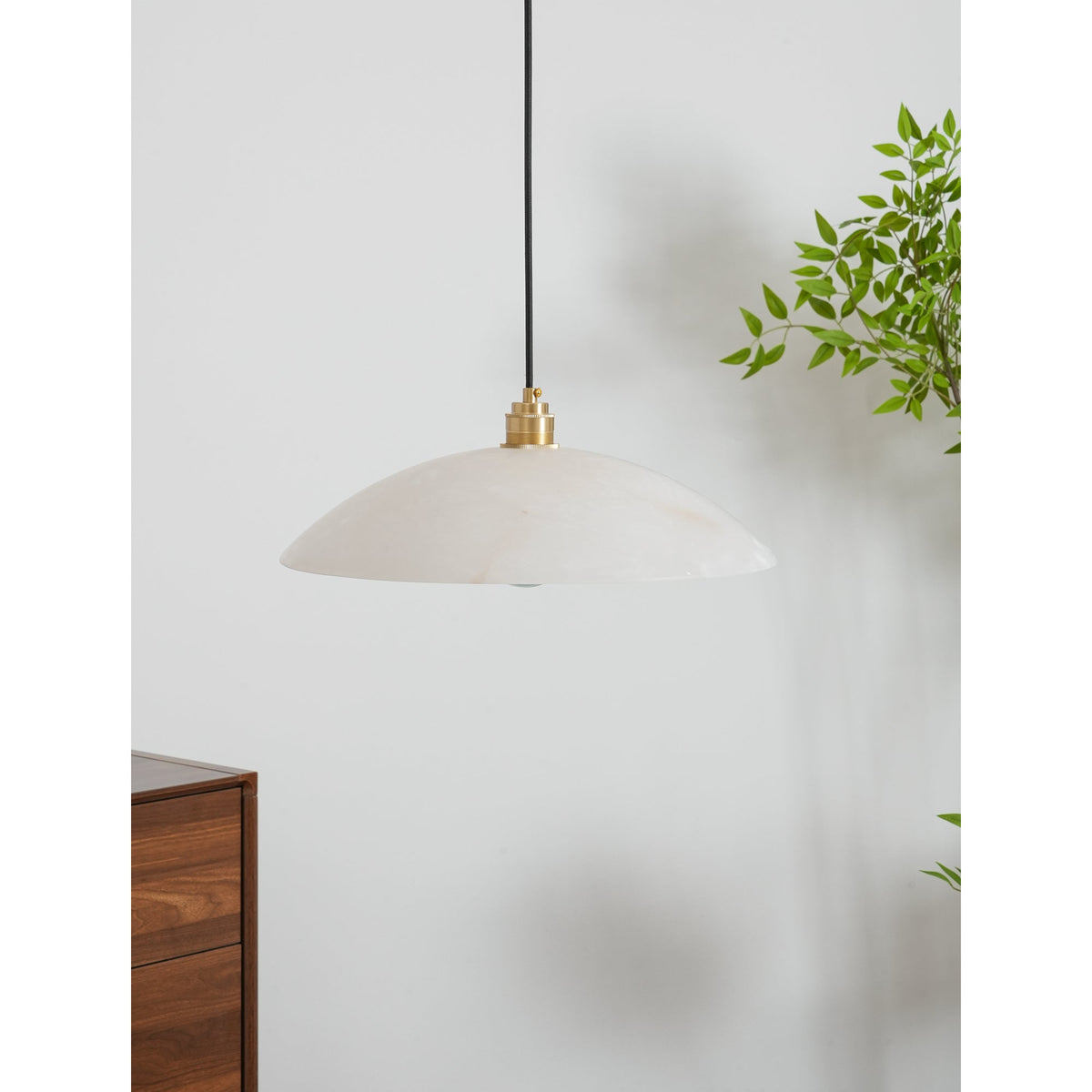 Globe Ceiling Light Fixture White Stone 16-Inch Dome Adjustable Cable Kitchen Island Dining Living Room Suspended Lamp E26 Socket