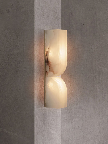 Alabaster LED Wall Light Fixture 14 inches Hardwired Gold Black Finish Adjustable Color Temperature for Bedroom Hallway Living Room Modern A