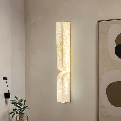 Alabaster LED Wall Light Fixture 14 inches Hardwired Gold Black Finish Adjustable Color Temperature for Bedroom Hallway Living Room Modern A